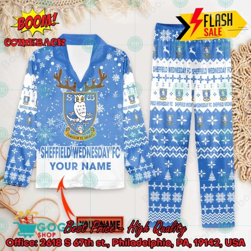 Sheffield Wednesday FC Deer Horn Personalized Name Pajamas Set For Christmas 2024