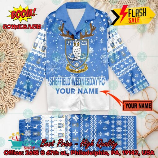 Sheffield Wednesday FC Deer Horn Personalized Name Pajamas Set For Christmas 2024