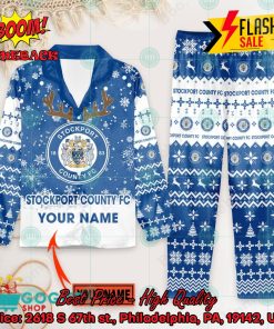 Stockport County FC Deer Horn Personalized Name Pajamas Set For Christmas 2024