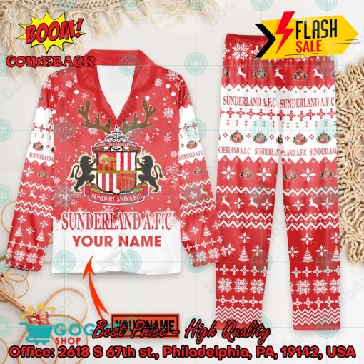 Sunderland AFC Deer Horn Personalized Name Pajamas Set For Christmas 2024