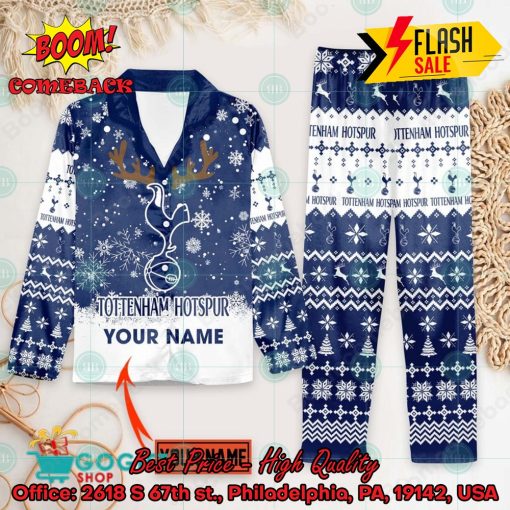 Tottenham Hotspur FC Deer Horn Personalized Name Pajamas Set For Christmas 2024