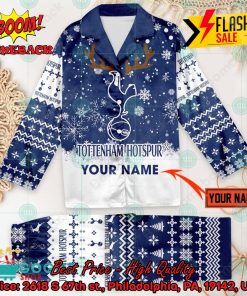 Tottenham Hotspur FC Deer Horn Personalized Name Pajamas Set For Christmas 2024