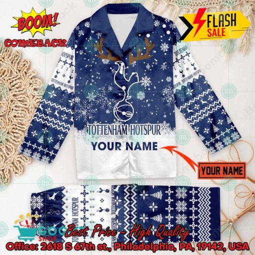 Tottenham Hotspur FC Deer Horn Personalized Name Pajamas Set For Christmas 2024