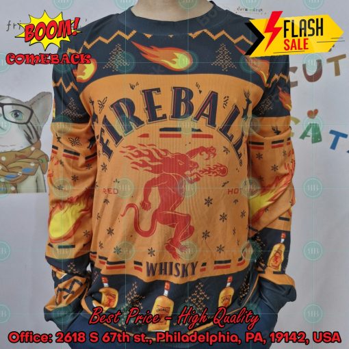 Trending 2024 Fireball Whisky Ugly Christmas Sweater