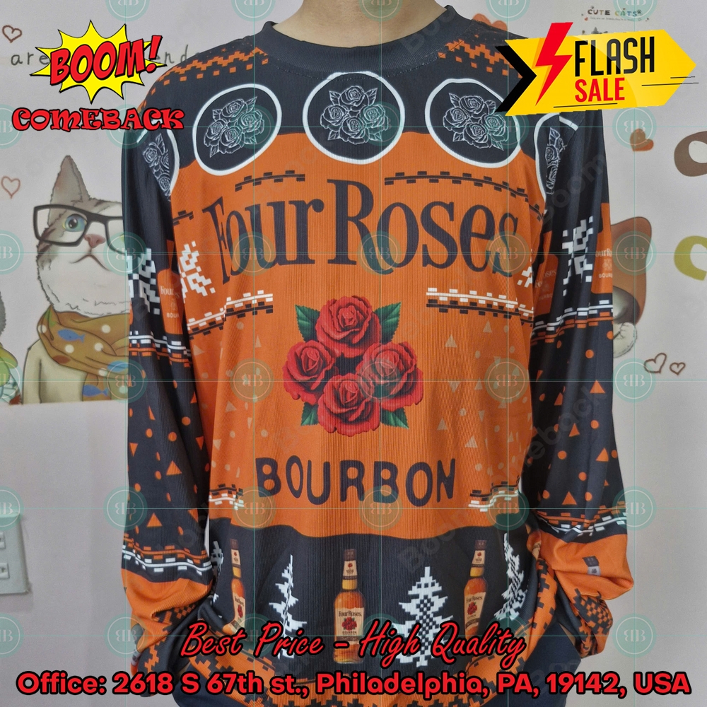 Trending 2024 Four Roses Bourbon Ugly Christmas Sweater