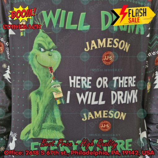 Trending 2024 Grinch I Will Drink Jameson Everywhere Ugly Christmas Sweater