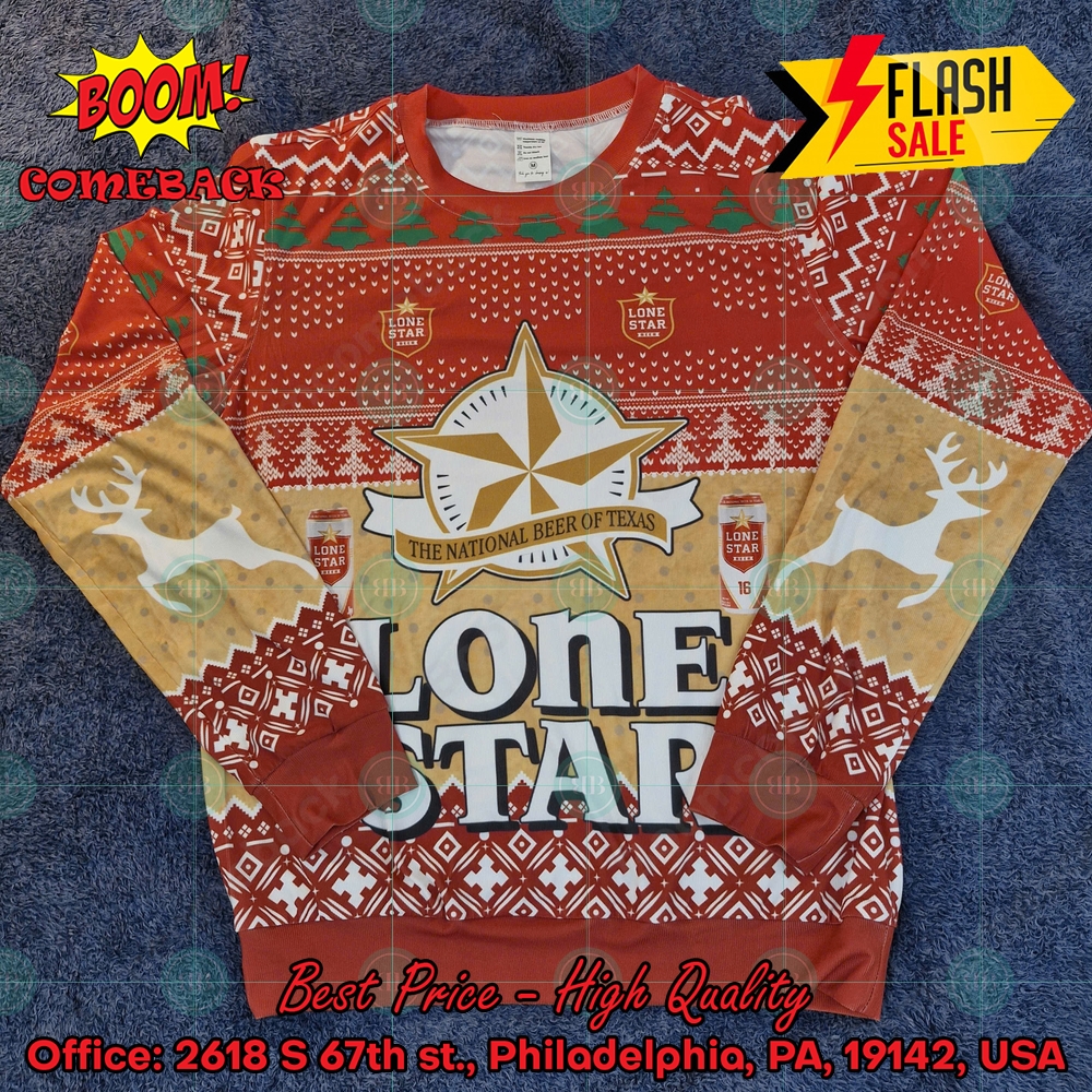 Trending 2024 Lone Star Beer Ugly Christmas Sweater