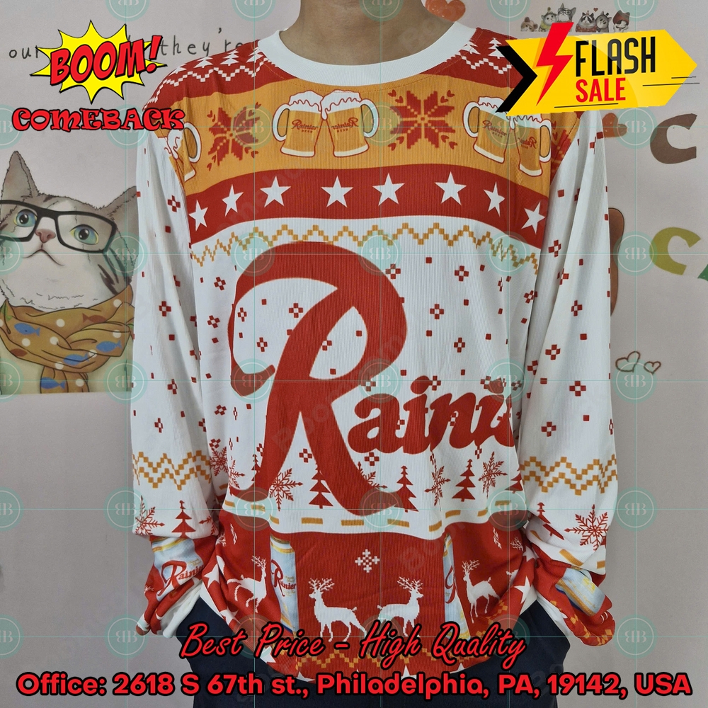 Trending 2024 Rainier Beer Ugly Christmas Sweater