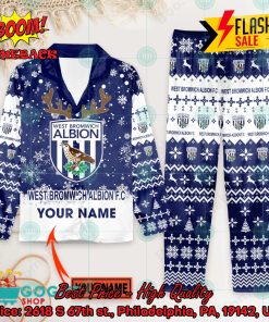 West Bromwich Albion FC Deer Horn Personalized Name Pajamas Set For Christmas 2024