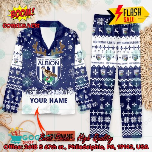 West Bromwich Albion FC Deer Horn Personalized Name Pajamas Set For Christmas 2024