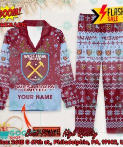 West Ham United FC Deer Horn Personalized Name Pajamas Set For Christmas 2024