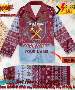 west ham united fc deer horn personalized name pajamas set for christmas 2024 2 GSl6m