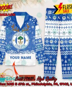 Wigan Athletic FC Deer Horn Personalized Name Pajamas Set For Christmas 2024