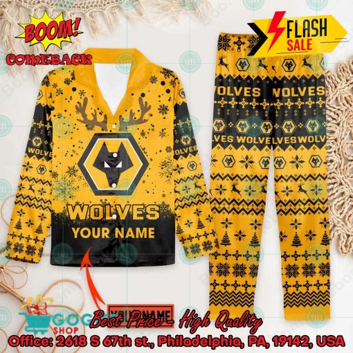 Wolverhampton Wanderers FC Deer Horn Personalized Name Pajamas Set For Christmas 2024