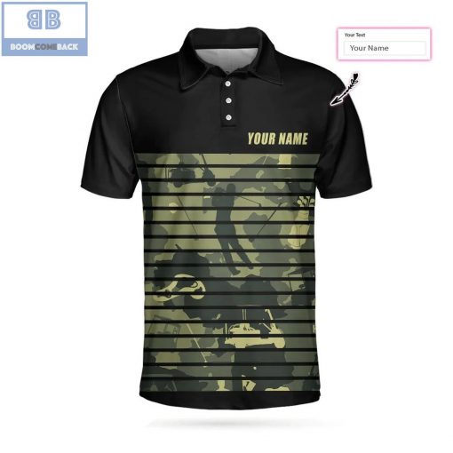 Personalized Golfing Camouflaged Horizontal Stripes Athletic Collared Men’s Polo Shirt