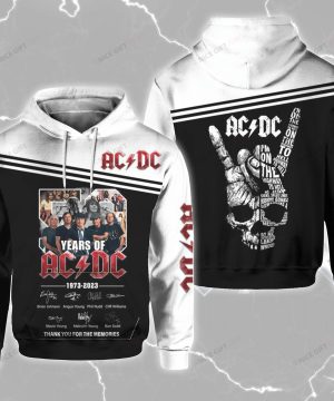 ACDC 1973 2023 Thank you For The Memories Skull 3D Hoodie