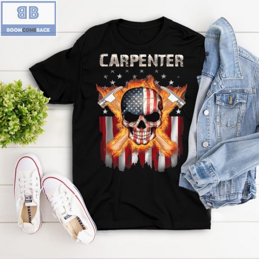 Skull Carpenter American Flag Shirt and Hoodie