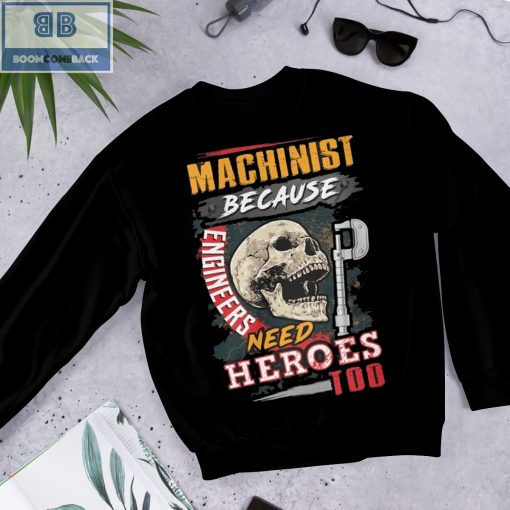 Skull Machinist Because Engineers Need Heroes Too Shirt and hoodie