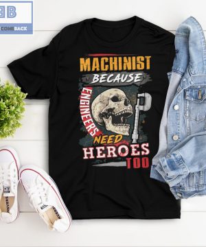 Skull Machinist Because Engineers Need Heroes Too Shirt and hoodie