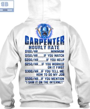 Blue Fire Skull Carpenter Hourly Rate Shirt