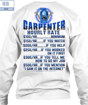 Blue Fire Skull Carpenter Hourly Rate Shirt