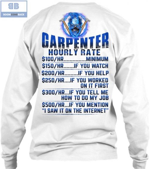 Blue Fire Skull Carpenter Hourly Rate Shirt