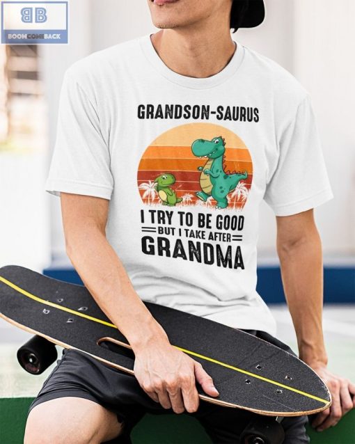 Vintage Grandson Saurus I Try To Be Good But I Take After Grandma Shirt