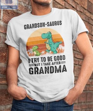 Vintage Grandson Saurus I Try To Be Good But I Take After Grandma Shirt