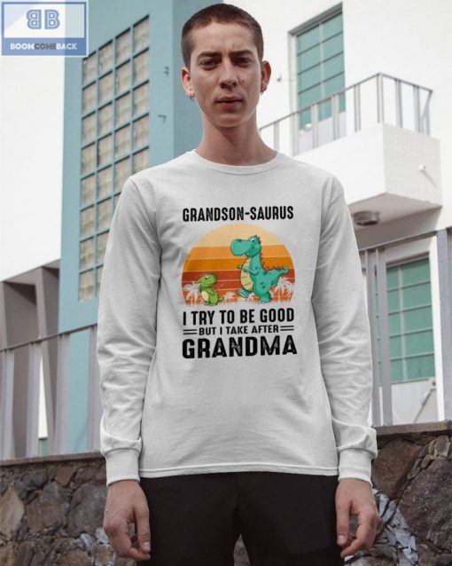 Vintage Grandson Saurus I Try To Be Good But I Take After Grandma Shirt