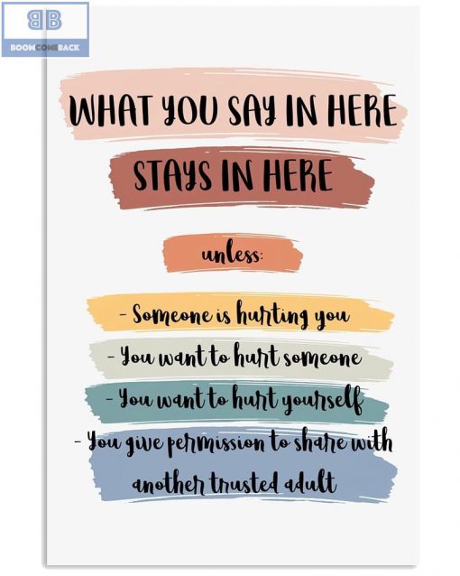 What You Say In Here Stays In Here Boho Poster