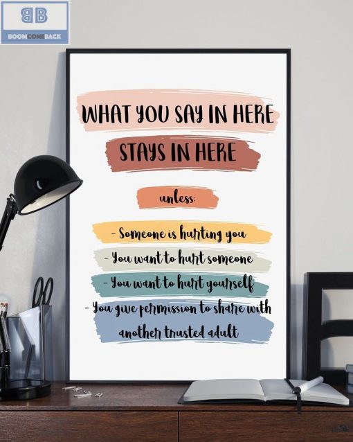 What You Say In Here Stays In Here Boho Poster