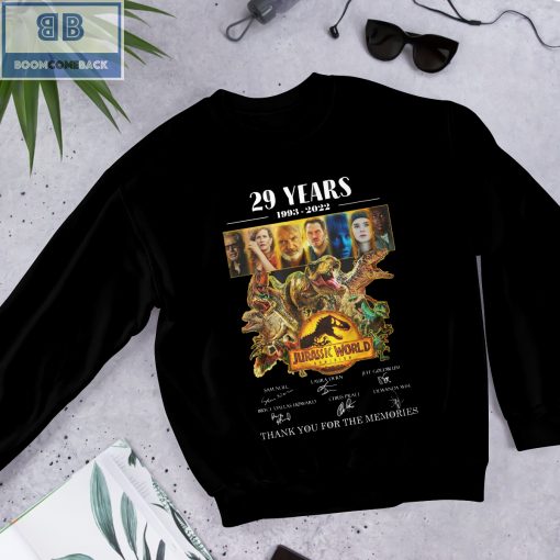 Jurassic World 29 Years Thank You For The Memories Shirt and Hoodie, Tank Top