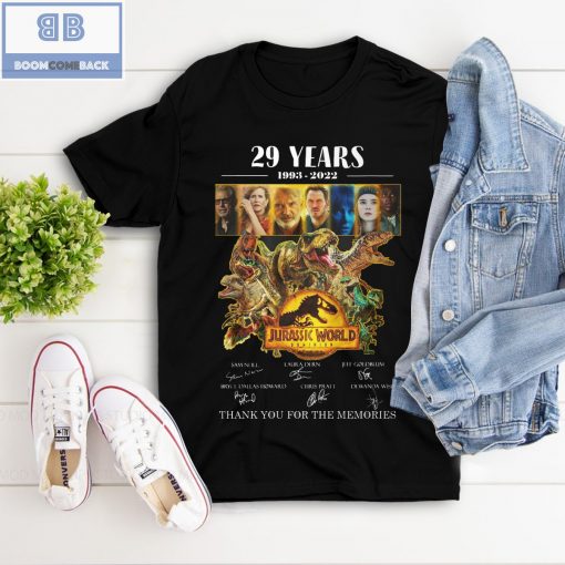 Jurassic World 29 Years Thank You For The Memories Shirt and Hoodie, Tank Top