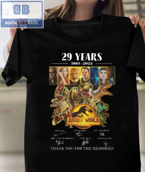 Jurassic World 29 Years Thank You For The Memories Shirt and Hoodie, Tank Top