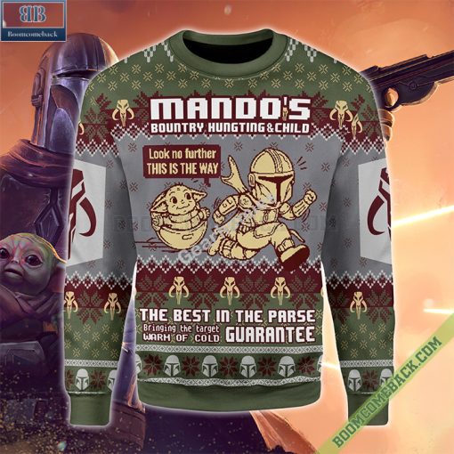 Baby Yoda x Mandalorian Mando’S Bounty Hunting Ugly Christmas Sweater