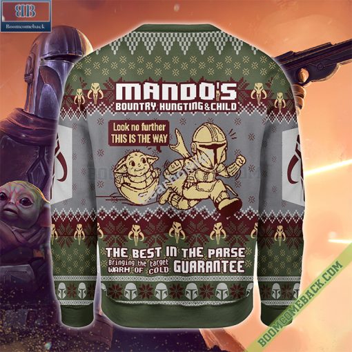 Baby Yoda x Mandalorian Mando’S Bounty Hunting Ugly Christmas Sweater