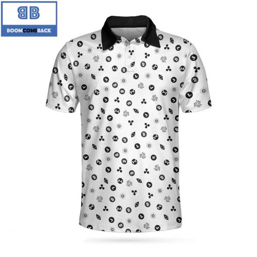 Black And White Bitcoin Cryptocurrency Pattern Athletic Collared Men’s Polo Shirt