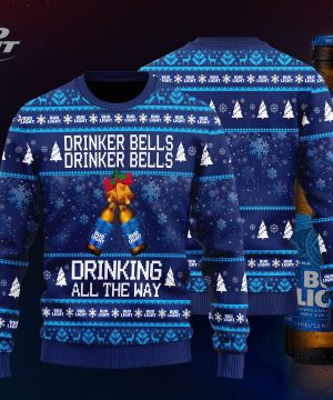 Bud Light Drinker Bells Drinking All The Way Christmas Sweater