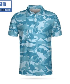 Camouflage Ocean Shark Pattern Athletic Collared Men’s Polo Shirt