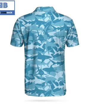 Camouflage Ocean Shark Pattern Athletic Collared Men’s Polo Shirt