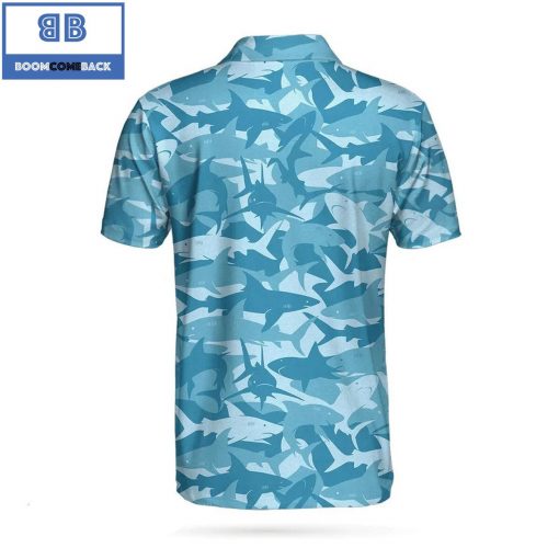 Camouflage Ocean Shark Pattern Athletic Collared Men’s Polo Shirt