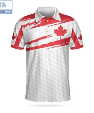 Canada Flag Golf Texture Maple Leaves Athletic Collared Men's Polo Shirt