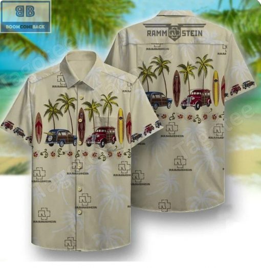 Car Rammstein Band Hawaiian White Shirt