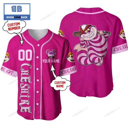 Cheshire Cat Custom Name And Number Pink Baseball Jersey