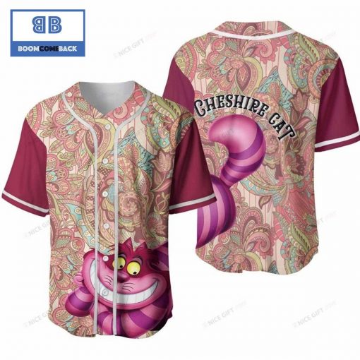 Cheshire Cat Tracery Seamless Pattern Baseball Jersey