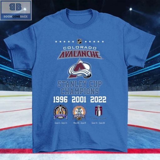 Colorado Avalanche Stanley Cup Champions 1996 2001 2022 Shirt