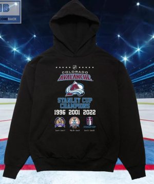 Colorado Avalanche Stanley Cup Champions 1996 2001 2022 Shirt