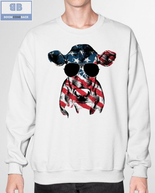 Cow Sunglasses American Flag Shirt