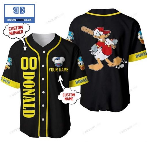 Donald Duck Custom Name And Number Black Baseball Jersey