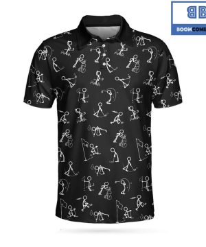 Doodling Golfer Playing Golf Athletic Collared Men’s Polo Shirt